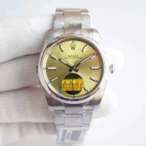 Replica Rolex Oyster Perpetual 34 114300 2018 UB Stainless Steel Champagne Dial Luxury 2836-2