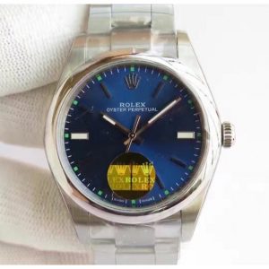 Replica Rolex Oyster Perpetual 39 114300 2018 UB Stainless Steel Blue Dial Luxury 2836-2