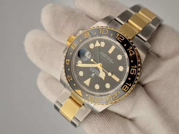 Replica Rolex GMT-Master II 116713LN 2018 V7S 24K Yellow Gold Wrapped & Stainless Steel Black Dial Luxury 3186 - Image 2