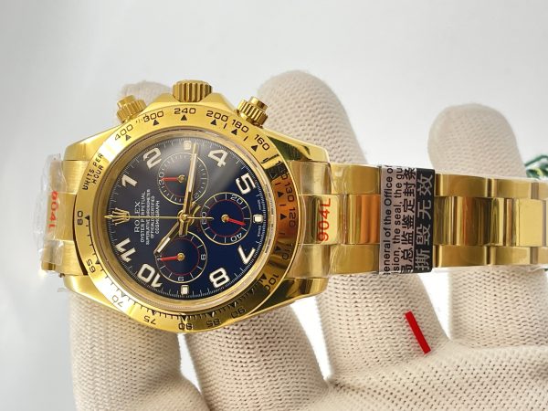 Replica Rolex Daytona Cosmograph 116508 JH Yellow Gold Blue Dial Luxury 4130 Run 6@SEC - Image 3